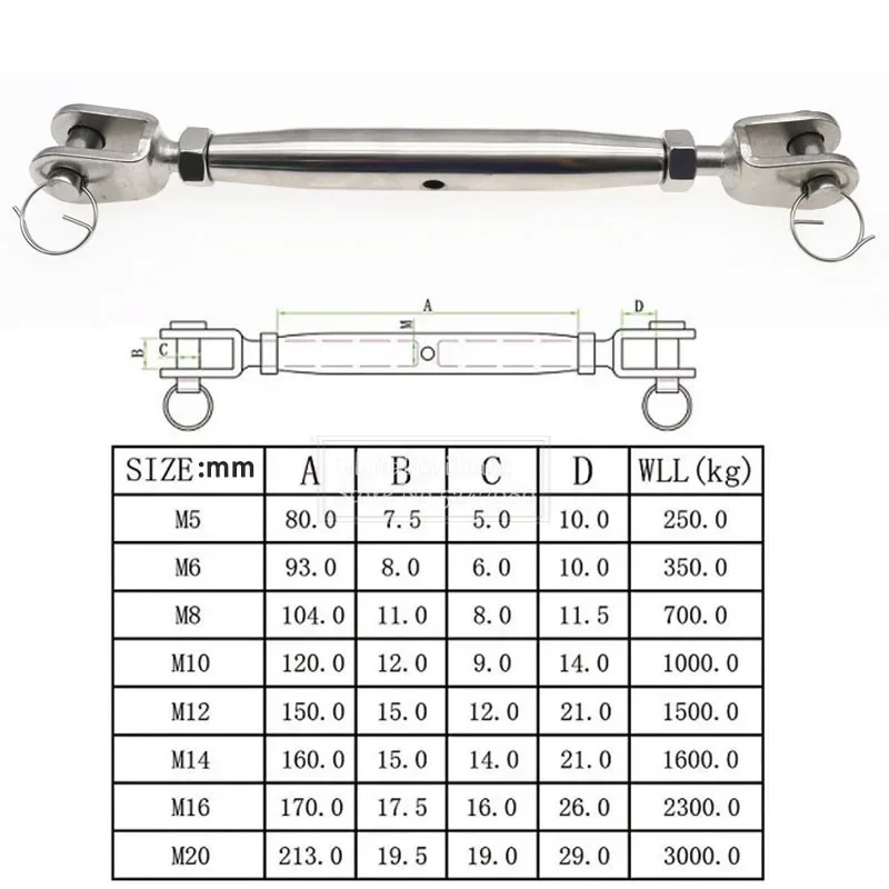 Voor Boot Jacht Gesloten Kaak Turnbuckle Bouten M5 M6 M8 M10 M12 Bouten Roestvrij Staal Tuigage Schroef Gesloten Lichaam Kaak Turnbuckle Bouten