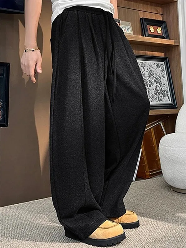 

Loose Fit Men's Thiened Casual Pants Autumn Winter Vintage 2025 Bend Knife Sweatpants Youth Trend Straight Leg Long Trousers