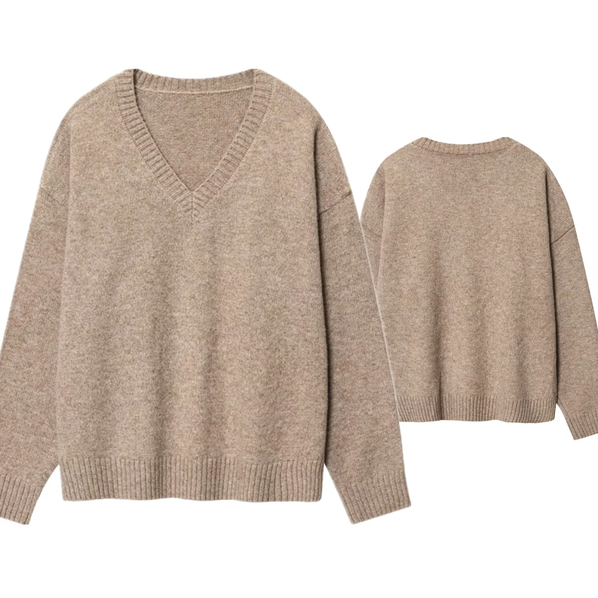 

Dave&Di модный свободный пуловер минималистичный хаки свободный свитер с v-образным вырезом женский свитер трикотаж женская одежда топы