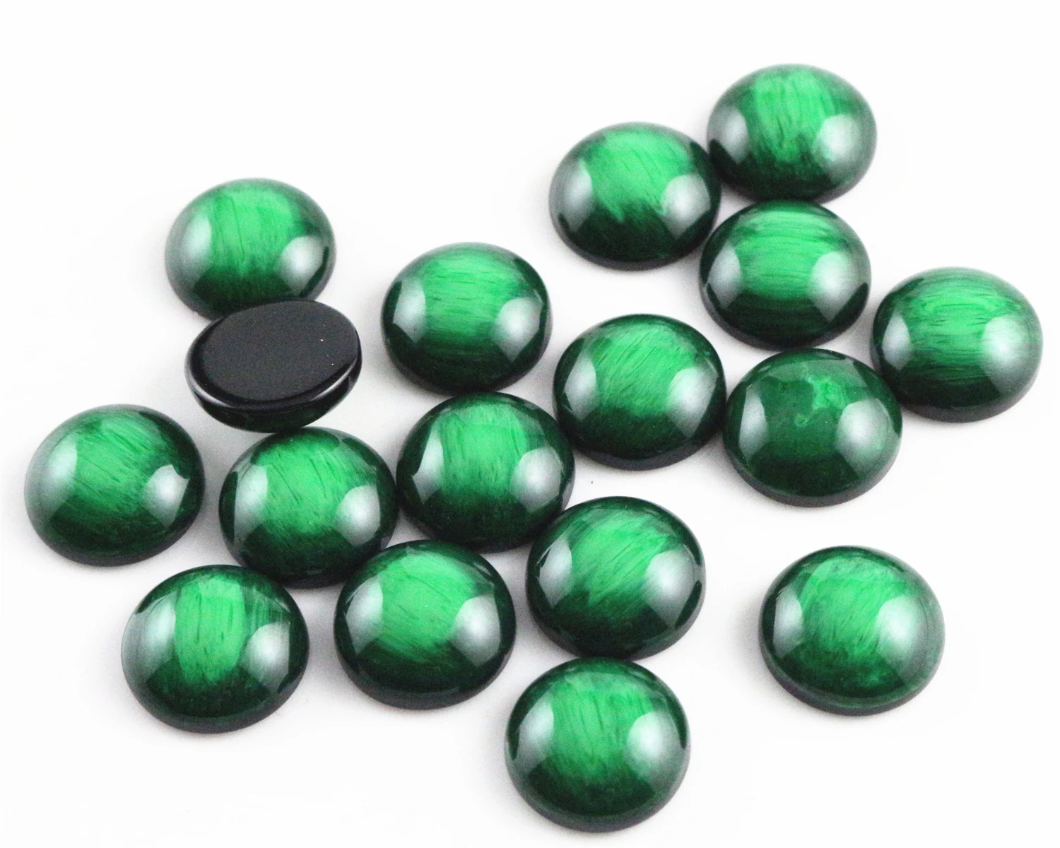 New Fashion 40pcs 12mm Green Colors Stylish Brushed Style Flat back Resin Cabochons Cameo-V5-06