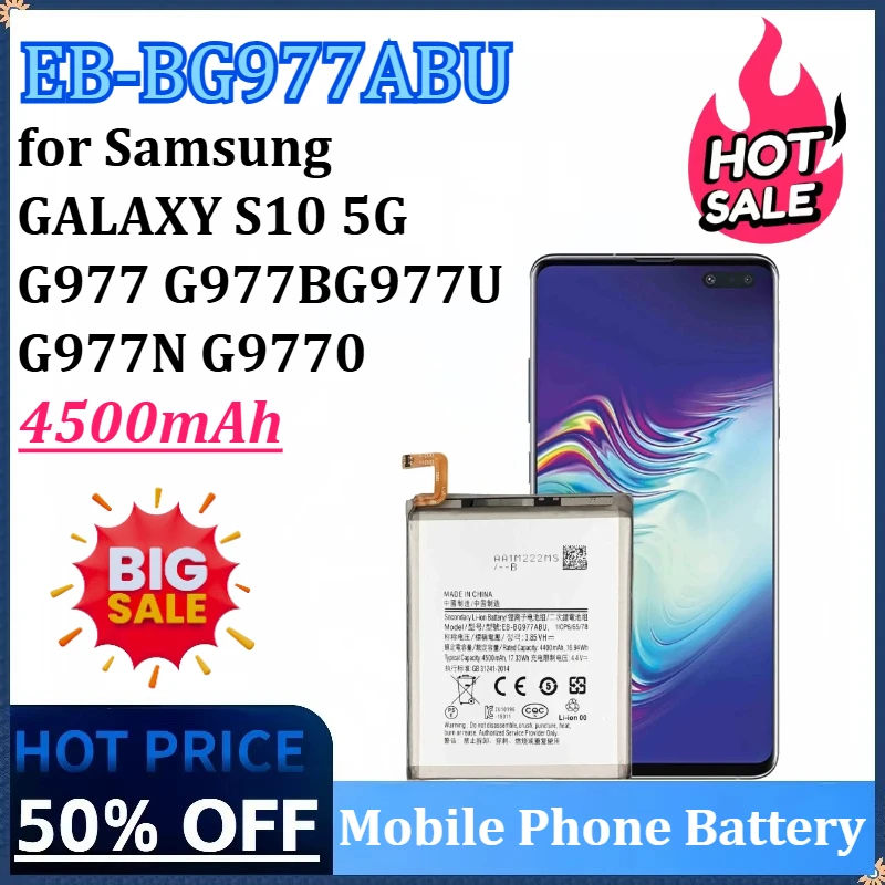 

EB-BG977ABU 3.85V 4500mAh Mobile Phone Battery for Samsung GALAXY S10 5G G977 G977BG977U G977N G9770 Version S10 X S10X Battery