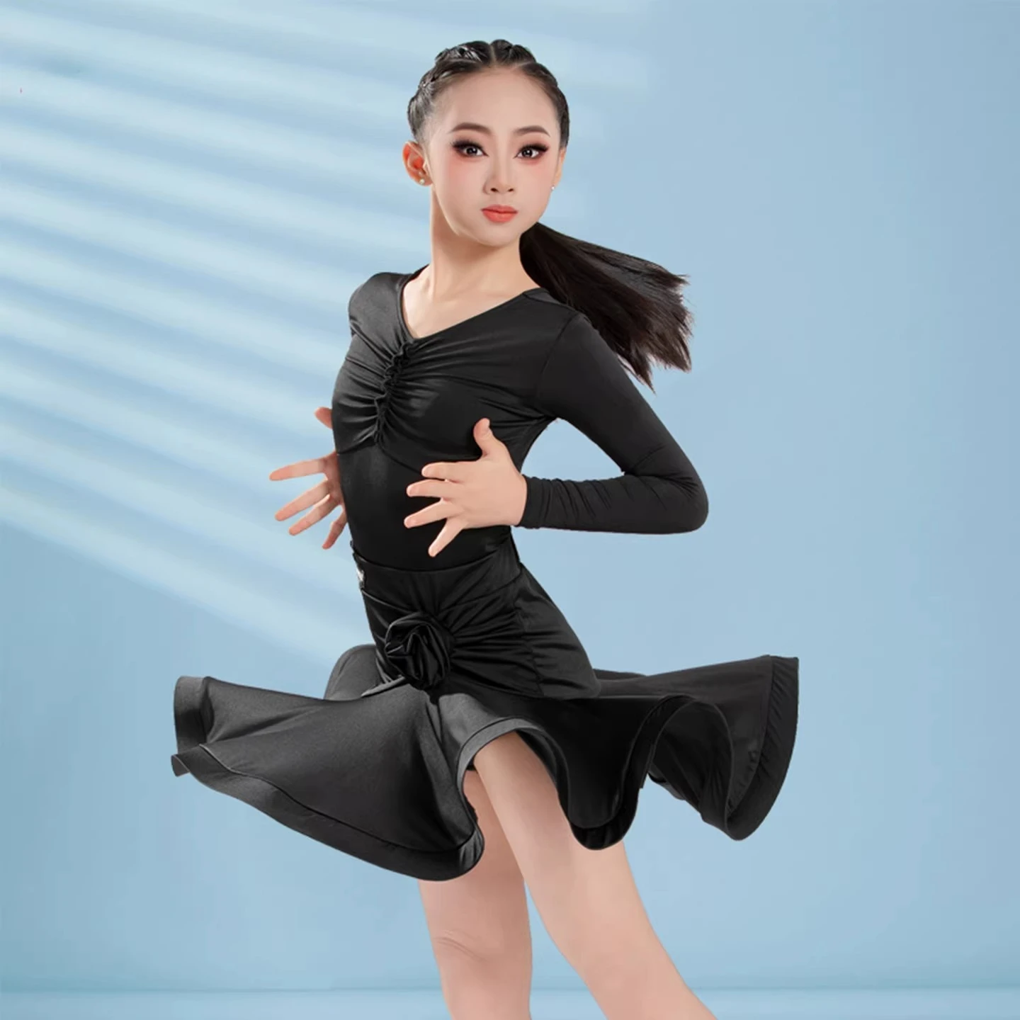 Latin Dance Children's Body Training Clothes Dance Performance Clothes Spring Autumn Long Sleeve Art Test Clothes