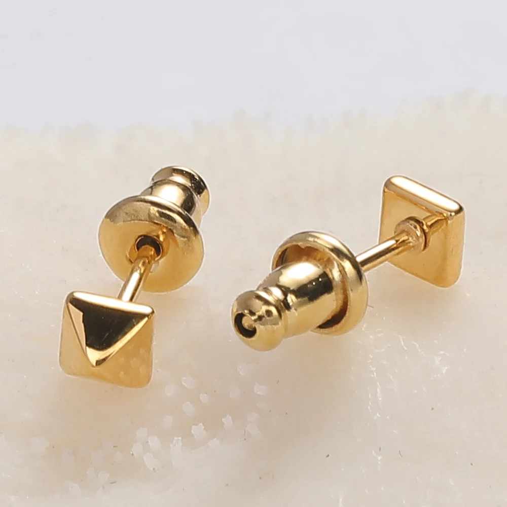 1 Pair of Stainless Steel Pyramid Minimalist Personalized ear Bone Nail Piercing Earrings