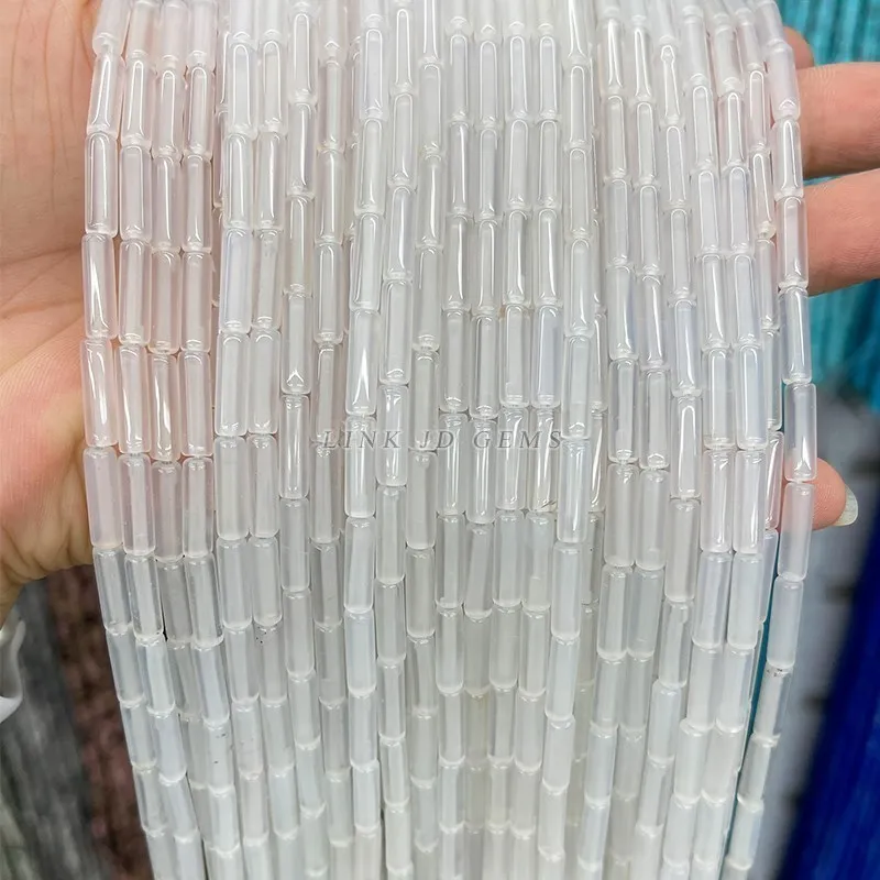 4*13mm Natural Agate Aventurine Stone Tube Column Shape Loose Spacer Cylindrical Beads for DIY Jewelry Making Bracelet Accessory