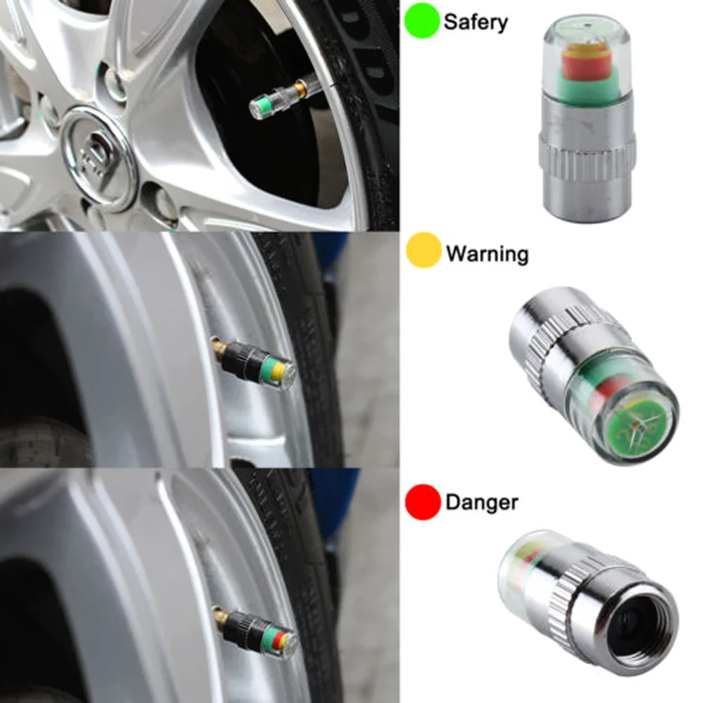 

4Pcs Color Changing Tire Pressure Indicator Caps Sensor with Green Yellow System for Vehicle Inflation