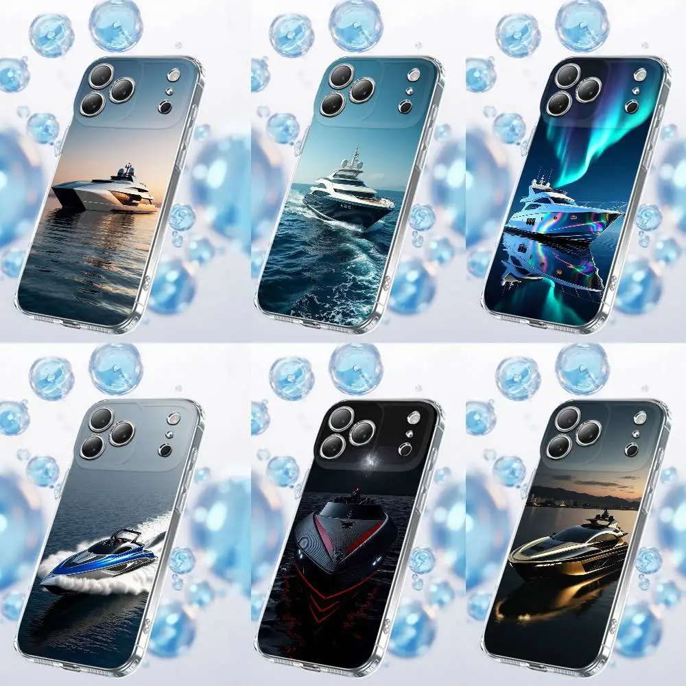 

Phone Case For iPhone 17,16,15,14,13,12,11,Plus,Pro,Max,Plus,E,Air,Mini Transparent Boat Cruise Ship Speedboat Cover