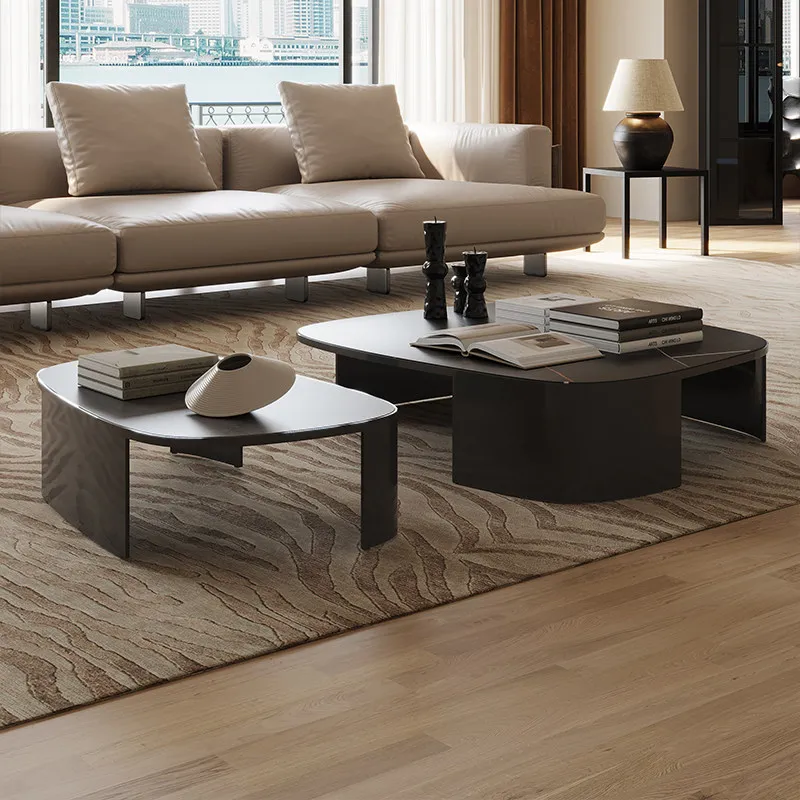 

#% Coffee Table Oval Sintered Stone Italian Light Luxury Modern Minimalist For Living Room Designer Customizable SG016