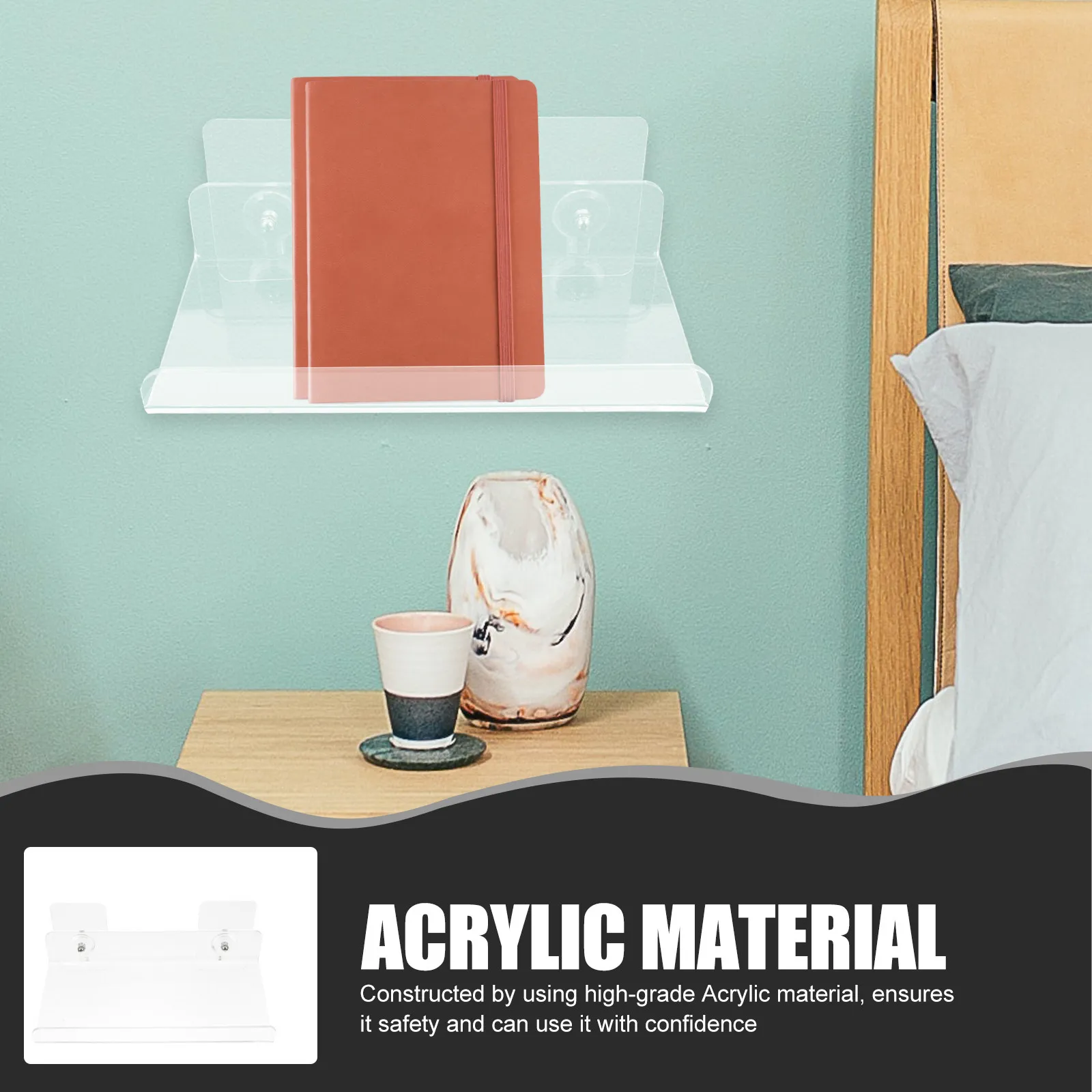 Transparent Acrylic Wall Book Holder Clear Display Rack for Albums Magazines Photos Modern Minimalist Home Office Use