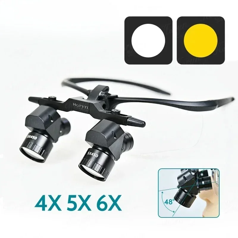 4X 5X 6X  Binocular Magnifiger 5W Surgery Ergovision Headlamp Loupes with LED Light  Lithium Battery 300-600mm