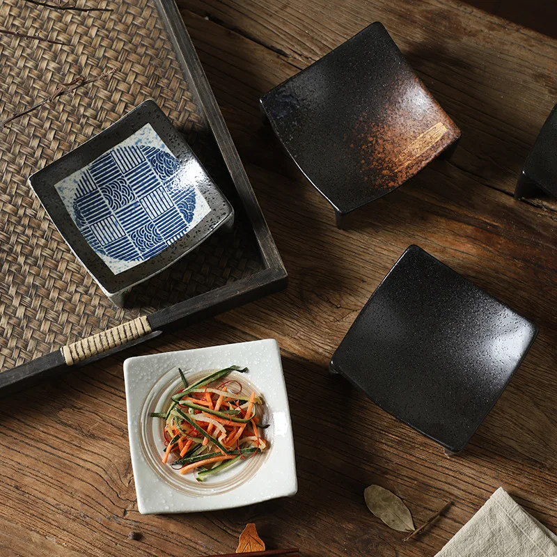 Small Ceramic Plate Barbecue Dipping Sashimi Sushi Soy Sauce Dishes Home Desktop Snack Fruit Dessert Plates