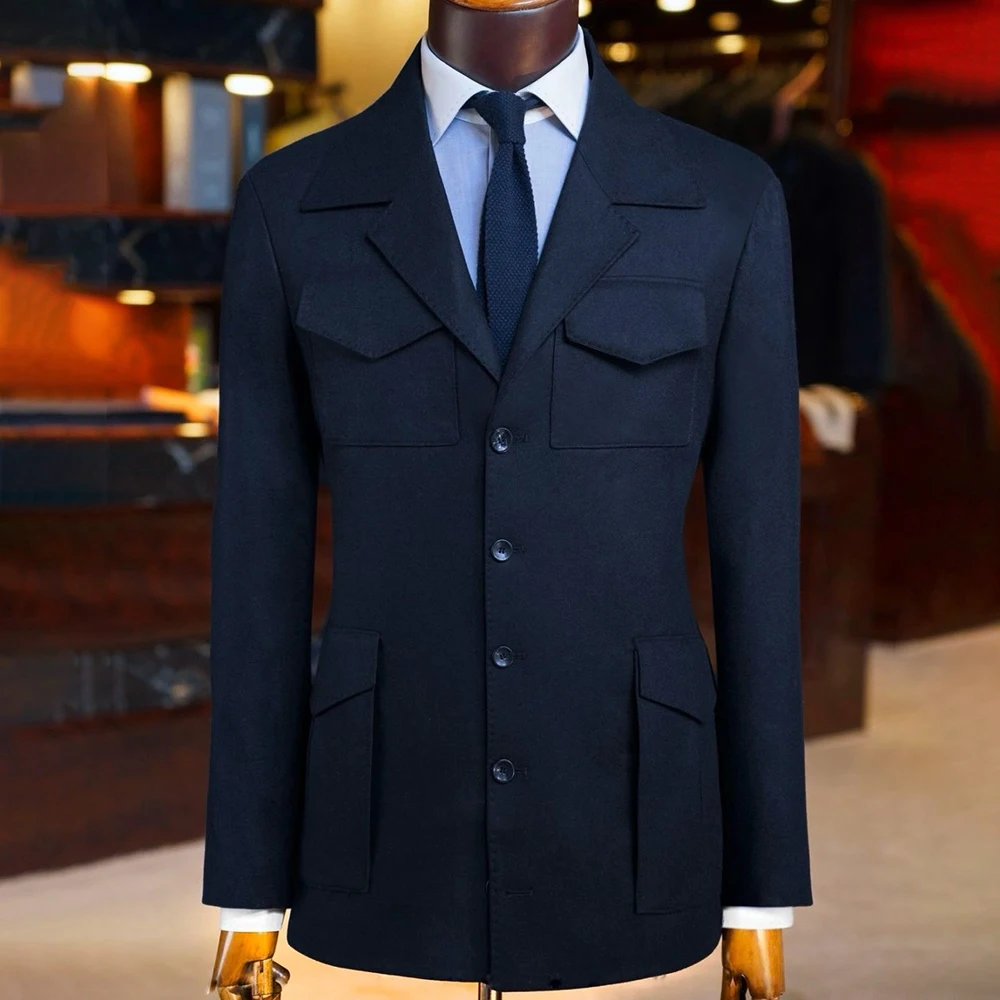 

Navy Blue Suits for Men Formal Single Breasted Notch Lapel Skinny Blazer High Quality 1 Piece Jacket Customzied Outfits Costume