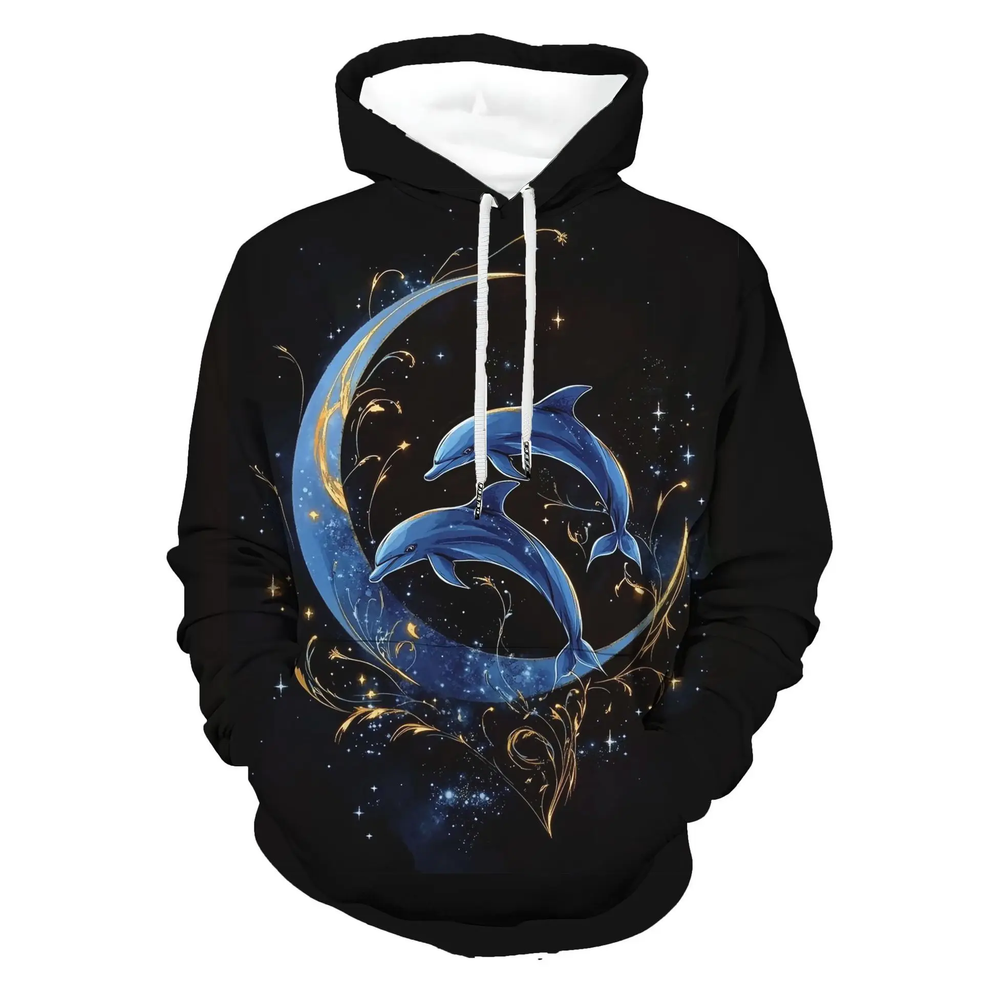 

Fashion Exquisite Dolphin Graphic 3D Print Polyester Men's Long Sleeve T-shirt Autumn Casual Loose O-neck T Shirt Street Clothes
