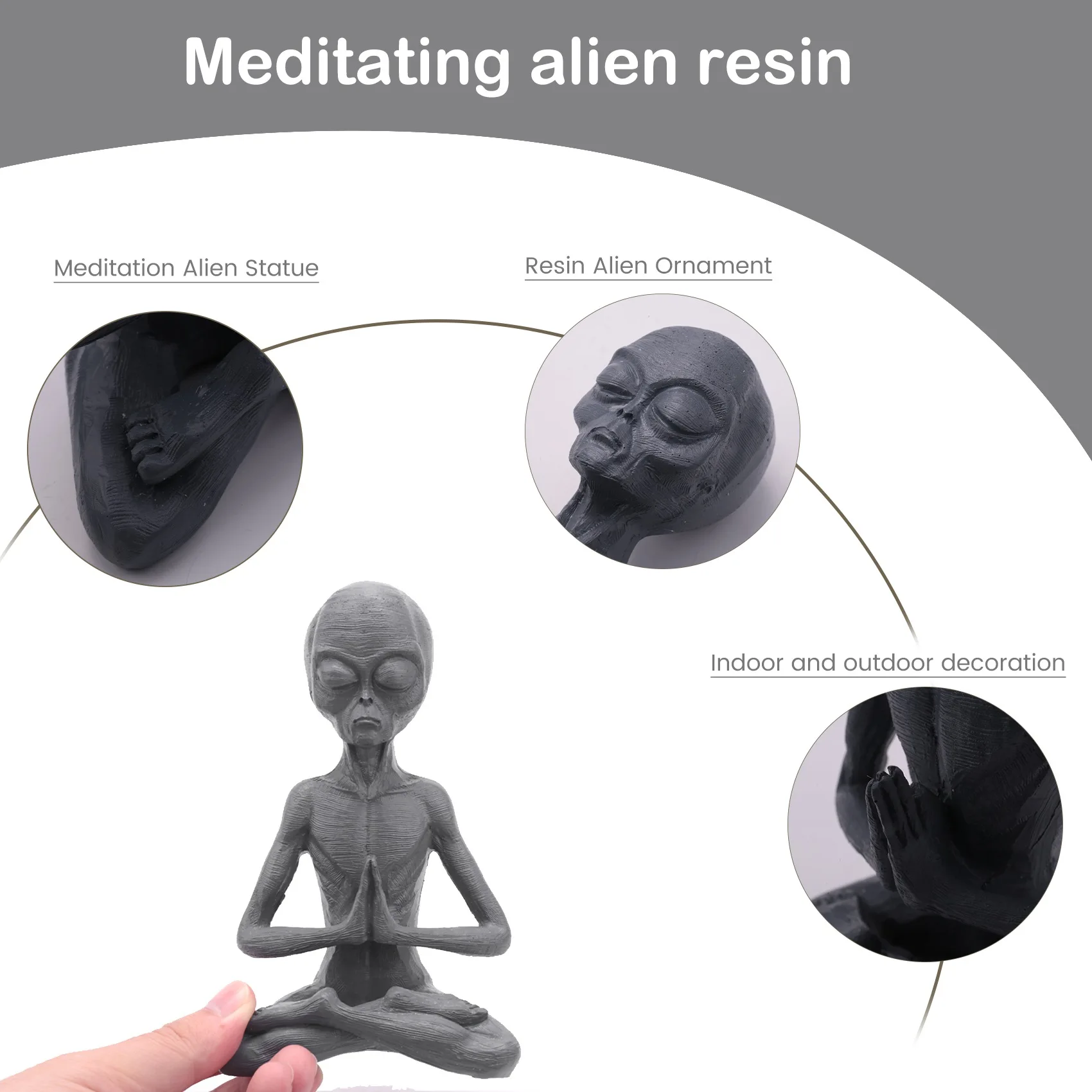 A23E-Witchcraft Meditation Alien Statue Mini Resin Ornament Alien Garden Home Office Yard Art Decor For Indoor Outdoor