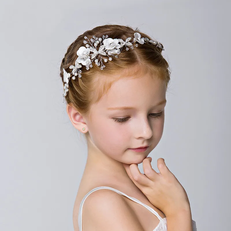 

New Style Bridal Wedding Flower Headband Children's Show Tiara Butterfly Flower Hair Band Sweet Hair jewelry Accessories