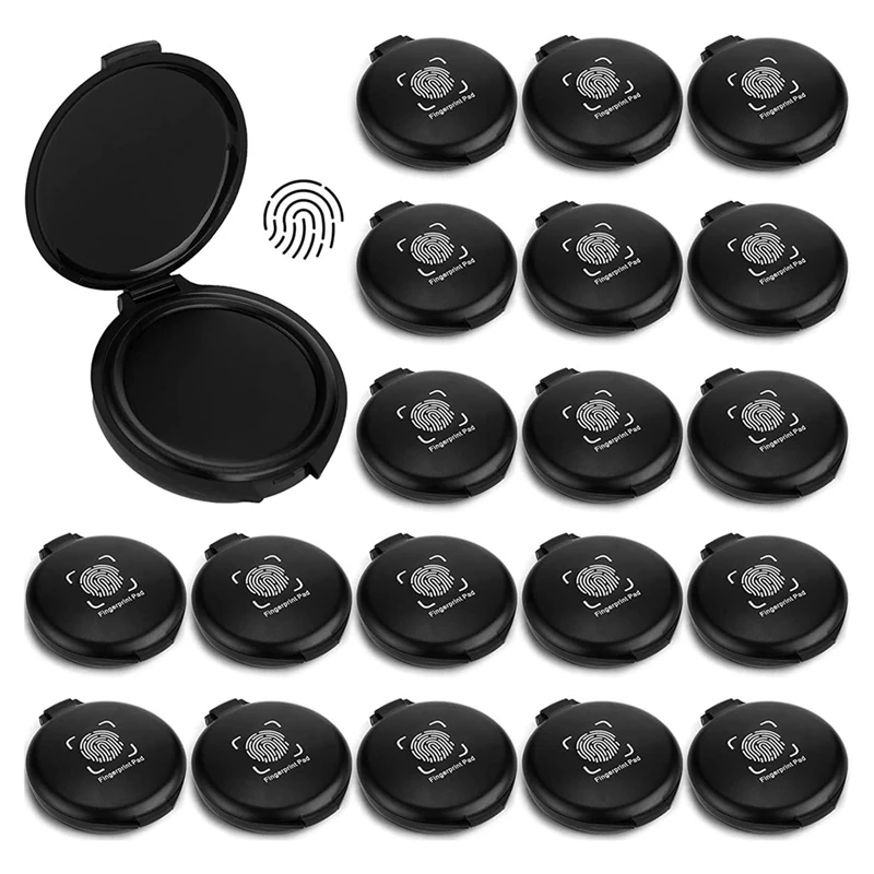 SOSW 20 Pcs Fingerprint Fingerprint Ink Pad Mini Black Stamp Ink Pad Notary Supplies Identification Security ID Fingerprint