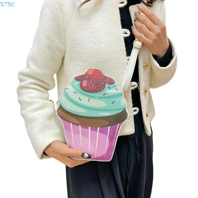 

X7XC Women Small Cupcake Purse Phone Shoulder Bag Adjustable Shoulder Strap