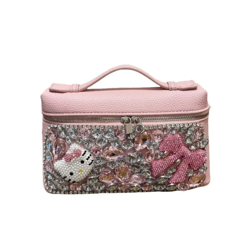 

Sanrio Hello Kitty Handbag for Women Girl Luxury Designer Portable Mini Bag Top Quality Diamond Inlaid Decoration Fashion Trend