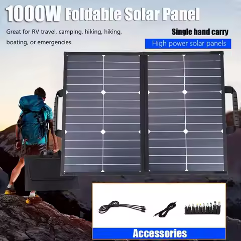 1000W 18V Foldable Solar Panel Folding Bag Solar Power Station Generator Charger Dual USB for Outdoor Car RV Boat Caravan Camp