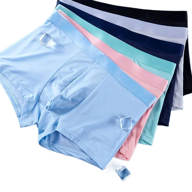 Men's Underwear Ice Silk Men's Graphene Summer Thin Flat Four-corner Short Underwear Slit Adult Trend Shorts Трусы Мужские