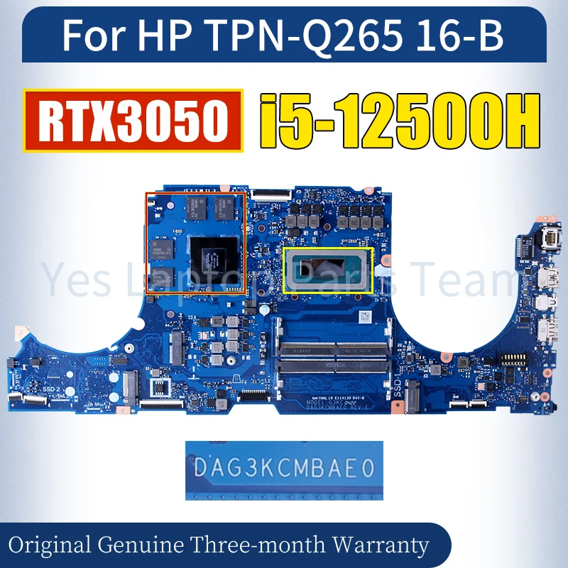 DAG3KCMBAE0 For HP TPN-Q265 16-B Laptop Mainboard SRLCY i5-12500H RTX3050 GN20-P0-A1 Notebook Motherboard