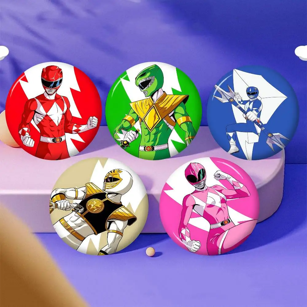 M-Mighty M-Morphin Power Rangers 32/44/58mm Handmade Pin Round Brooches For Backpack Cothes Accessories Badge Hat Decoration