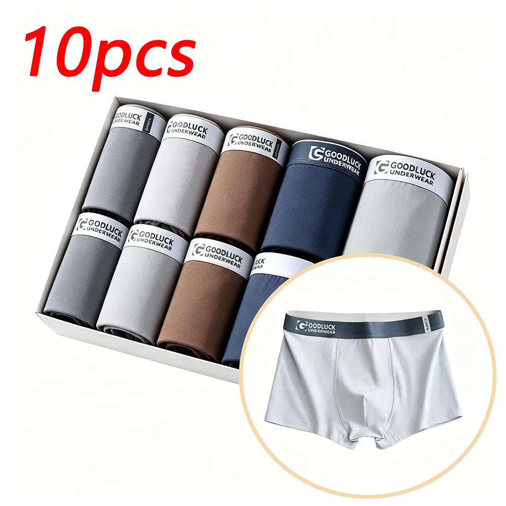 

10pcs Men's Breathable Antibacterial Cotton Underwear Boxer Shorts Comfortable All Cotton Youth Sports Style Mid Waist Briefs