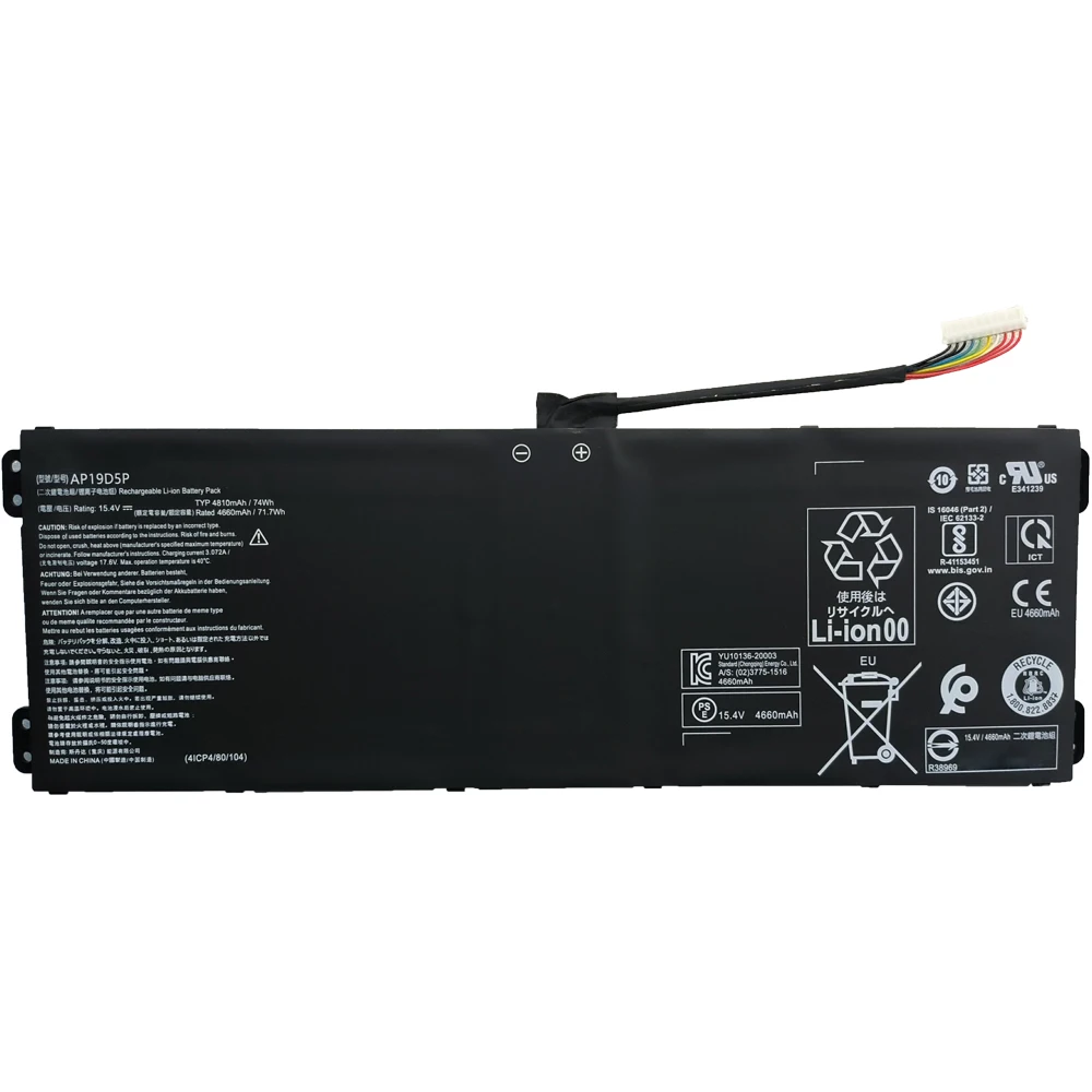AP19D5P 15.4V 74Wh 4810mAh Laptop Battery For Acer CONCEPTD 3 EZEL CC314 CC315 Predator HELIOS 500 PH517 700 PH717 ﻿