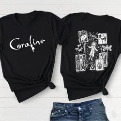 Retro Coraline Movie T Shirt Women Female Coraline Doll Dreams Unisex Tshirt Horror Movie Tee Shirt Streetwear Cotton Tops Tee