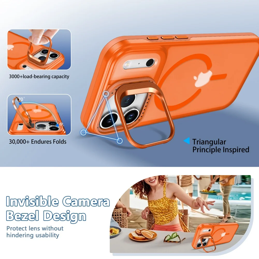 Soporte de lente magnético para funda Magsafe para iPhone 17 Pro Max 16 15 11 13 12 14 Plus, cubierta híbrida mate a prueba de golpes