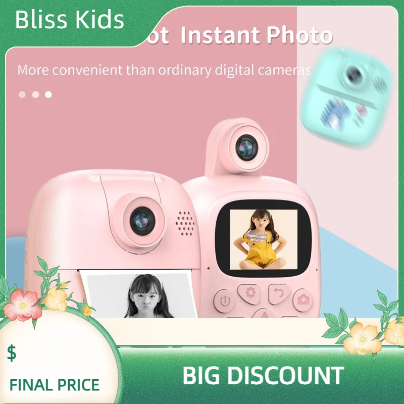 Children's Instant Print Camera Children's Thermal Print Camera 1080P HD Screen Camera Video Toys Boys And Girls Birthday Gifts