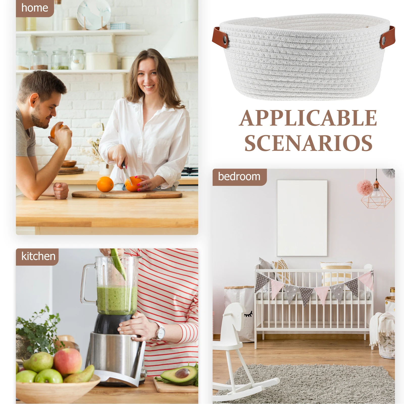 

Storage Basket Rope Baskets for Cotton Weaving Manual Cloth Multifunctional Woven Office