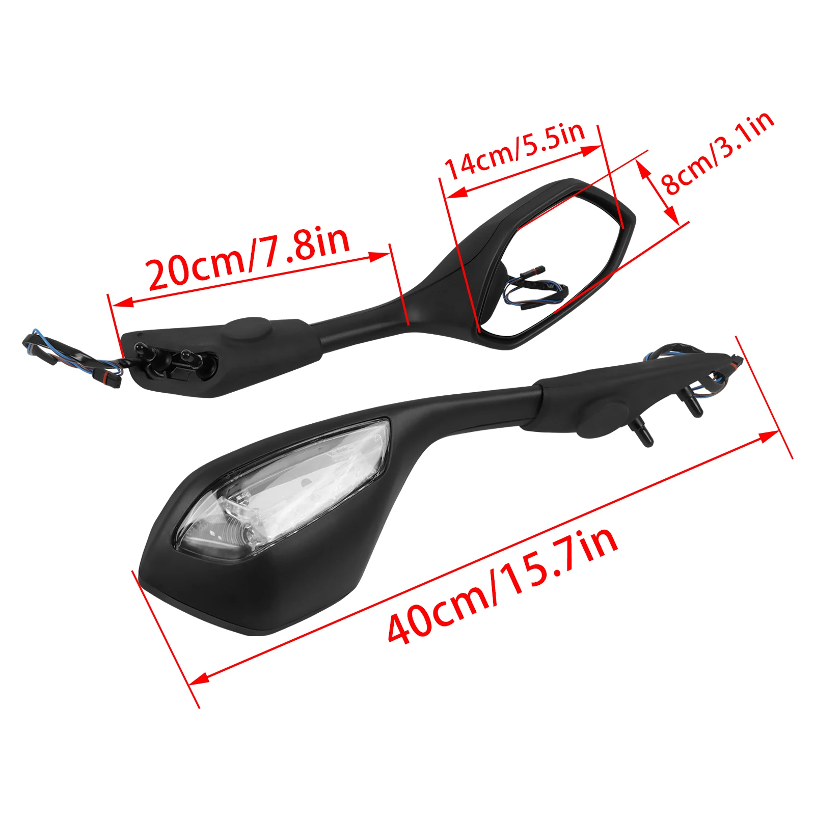 Suitable for BMW S1000RR 2019-2022 Black Left and Right Motorcycle New LED Turn Signal Lamp Rearview Mirror