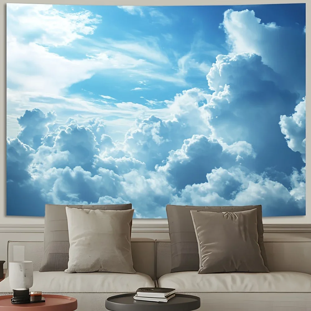 Sky Blue & Sunny Clouds Landscape Tapestry – Wall Hanging for Living Room, Bedroom, Dorm, Home Decor, Perfect Holiday Gift