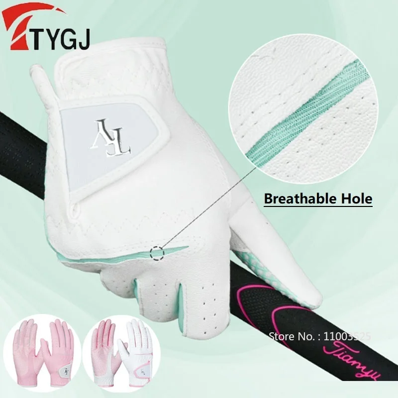 1 para damskich rękawiczek golfowych Rękawiczki sportowe na lewą rękę i prawą rękę Oddychające rękawiczki ze skóry PU Ochrona przed opalania dłoni Pomoc w golfa
