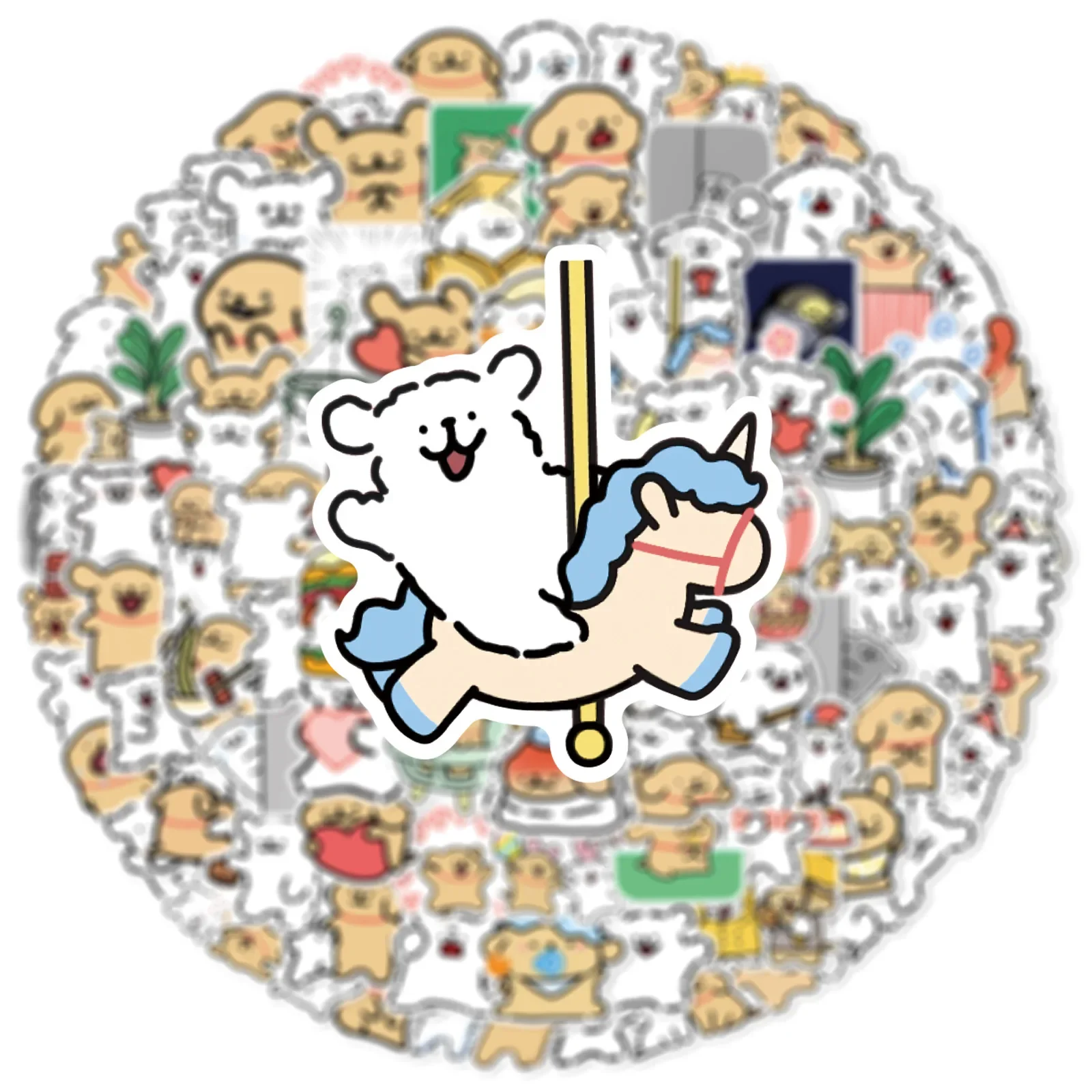 100PCS Cartoon Line Dog in The Book Cute Stickers DIY Kids Toys Laptop Luggage Skateboard Suitcase Guitar Graffiti Decal Sticker