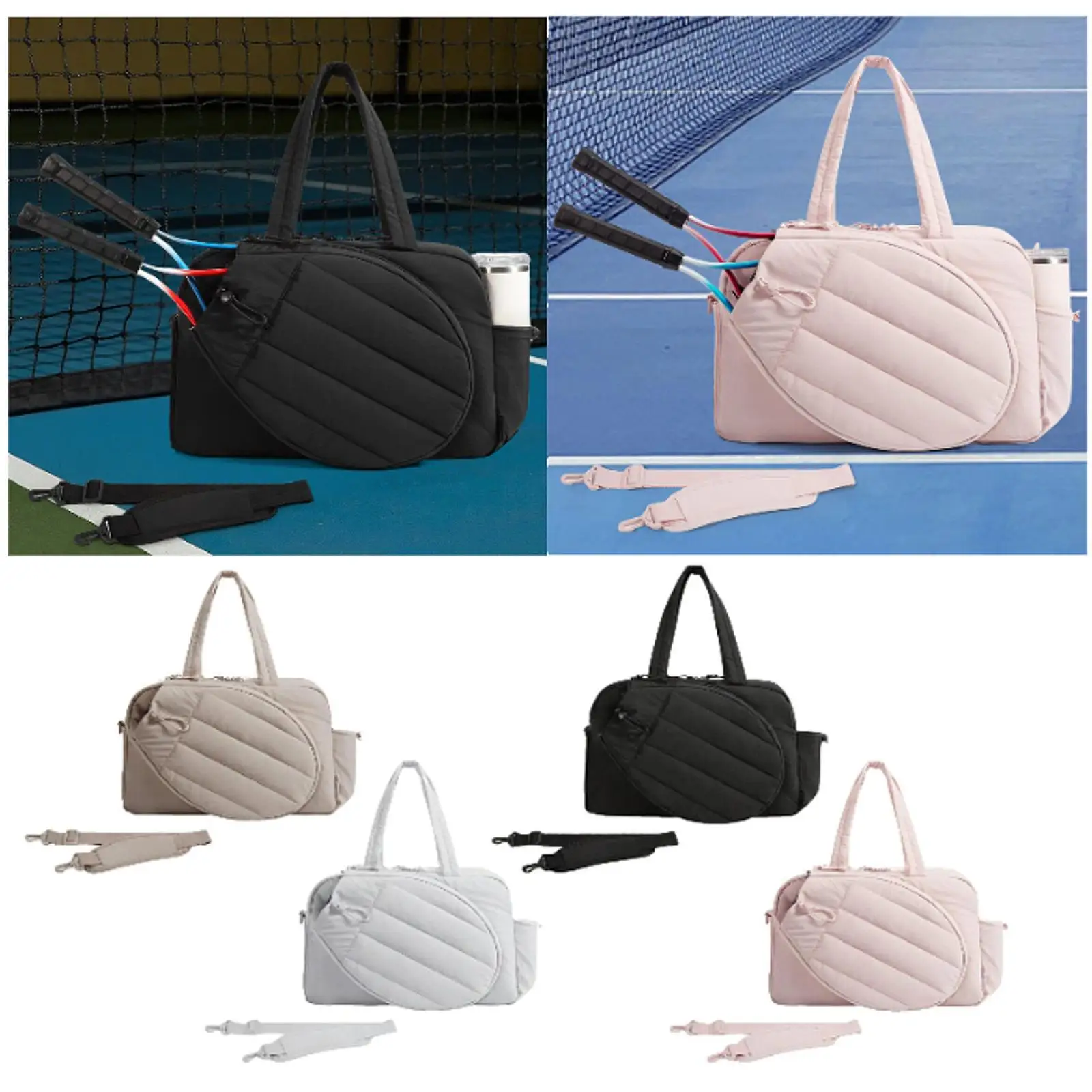 

Tennis Gym Bag for Women with Side Pockets Waterproof Paddle Bag Overnight Weekend Bag with Shoe Compartment Racket Bag Tote Bag