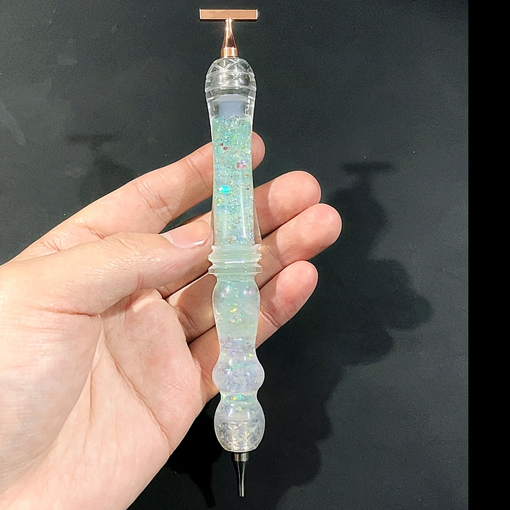 HOMFUN Glanzende Quicksand Diamond Painting Pen, Kleurrijke borduurwerk gereedschap met schroefdraad, metalen schroefdraad tips accessoires - afbeelding 1