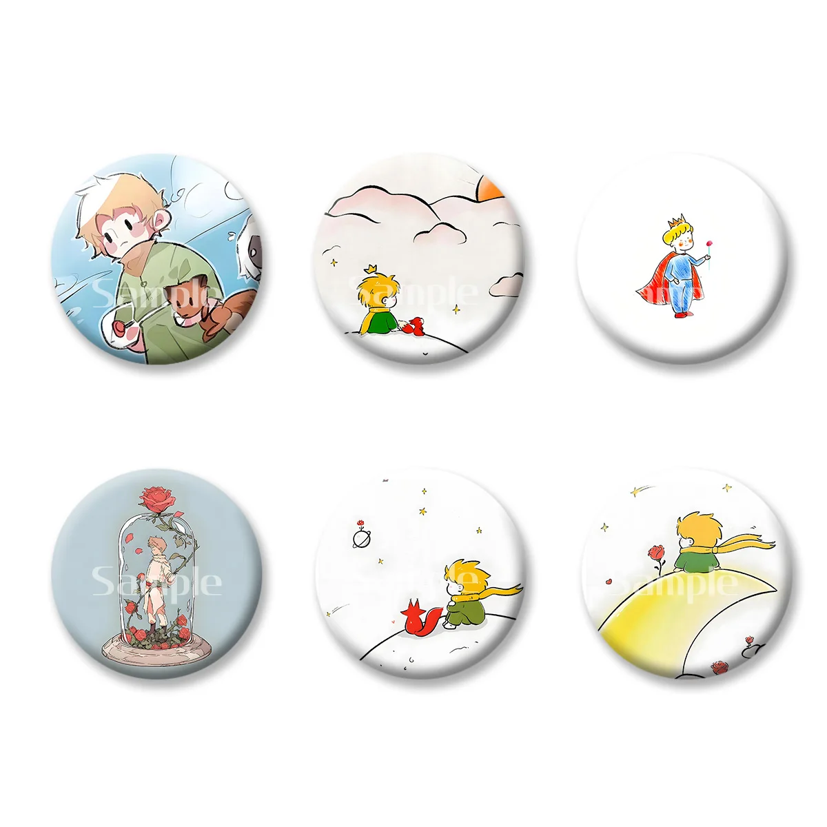 

The Little Prince Rose Pilot Anime Cartoon Flash Badge Keychains Makeup Mirror Fridge Magnet ACG Goods Game Peripherals Toy Gift