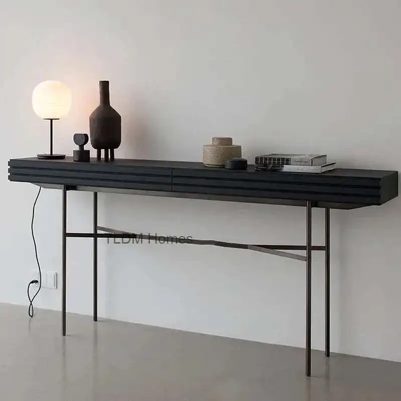 

Italian Solid Wood Console Tables Hallway Porch Cabinet with Drawer Light Luxury Living Room Furniture Designer Home Side Table