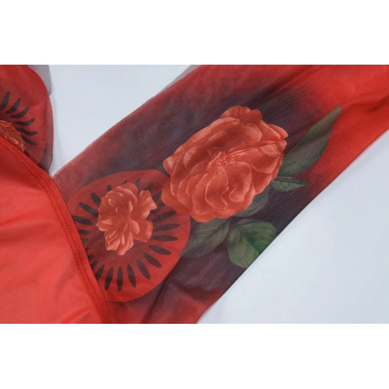 JHJN  Nightclub Party Sexy Mesh Printing Perspective Cultivate Oneself Backless Mini Skirt Strap Dress Luxury Brand