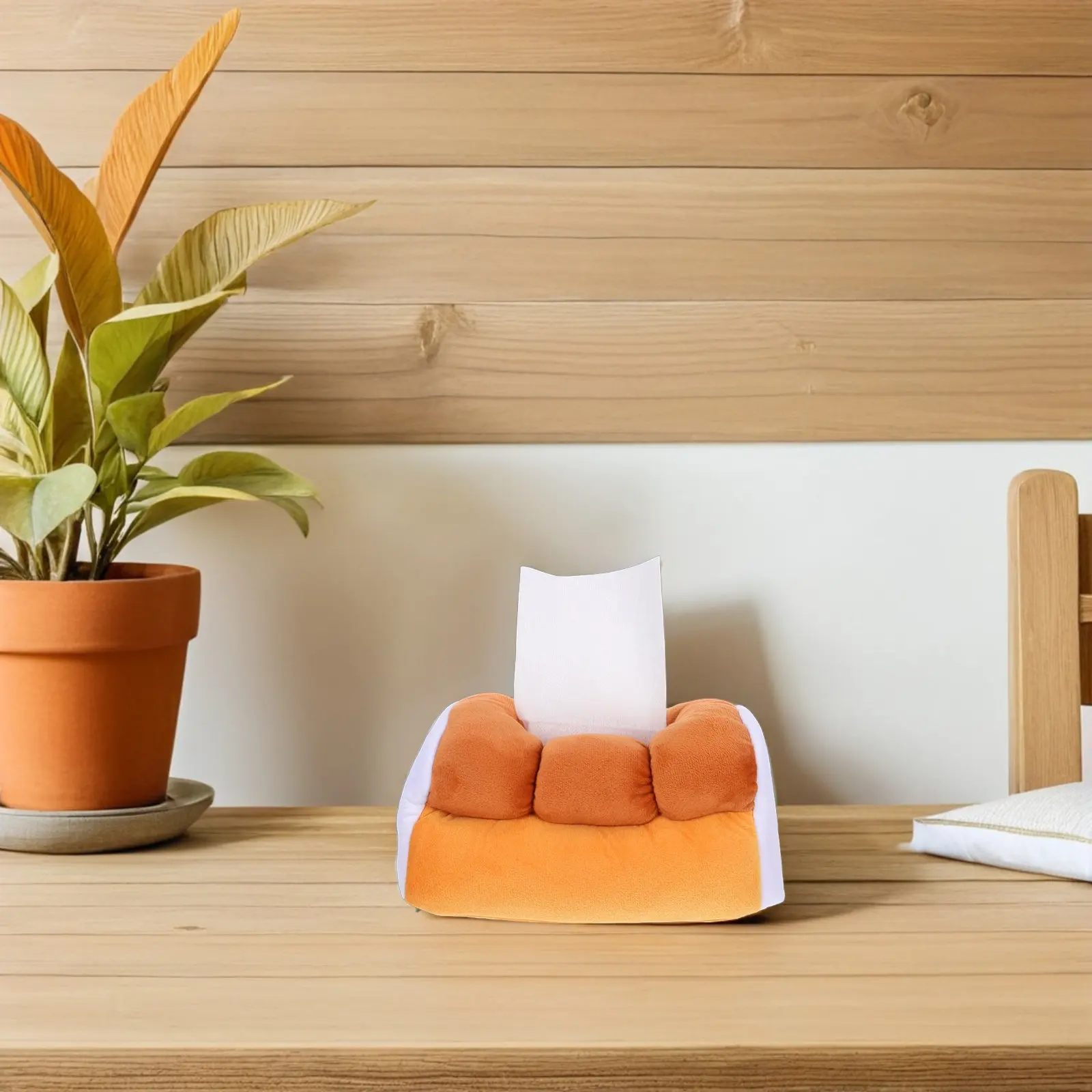 

Lifelike Bakery Themed Tissue Holder Soft Touch PP Cotton Interior Zippered Opening Keeps Tissues Clean Dry and Organized At