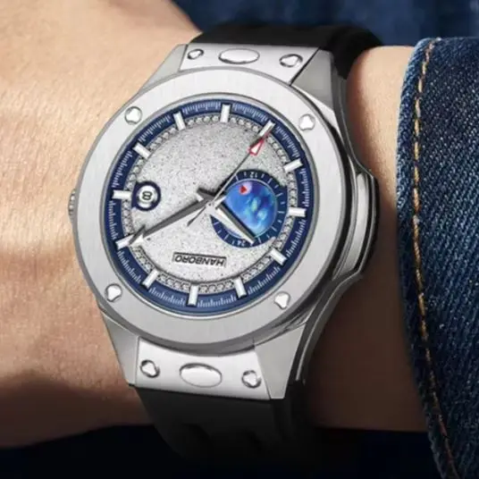 HANBORO Men Automatic Watch 42mm Mechanical Wristwatch Waterproof Sapphire Mirror Luminous Miyota 8217 Quick Release Strap