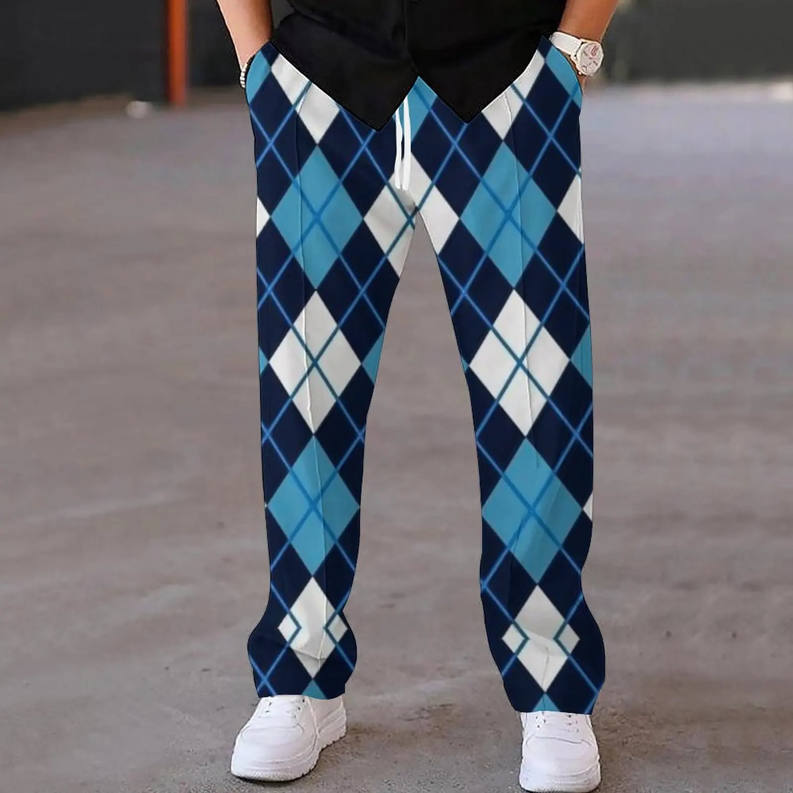 

Oversized Loose Sports Casual pants For Men Spring Summer Fashion Vintage Digital Print Drawstring Straight Trousers Streetwear