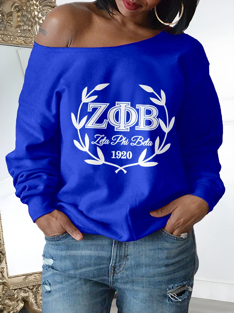 Zeta Phi Beta Sorority Print Drop Shoulder Sweatshirts