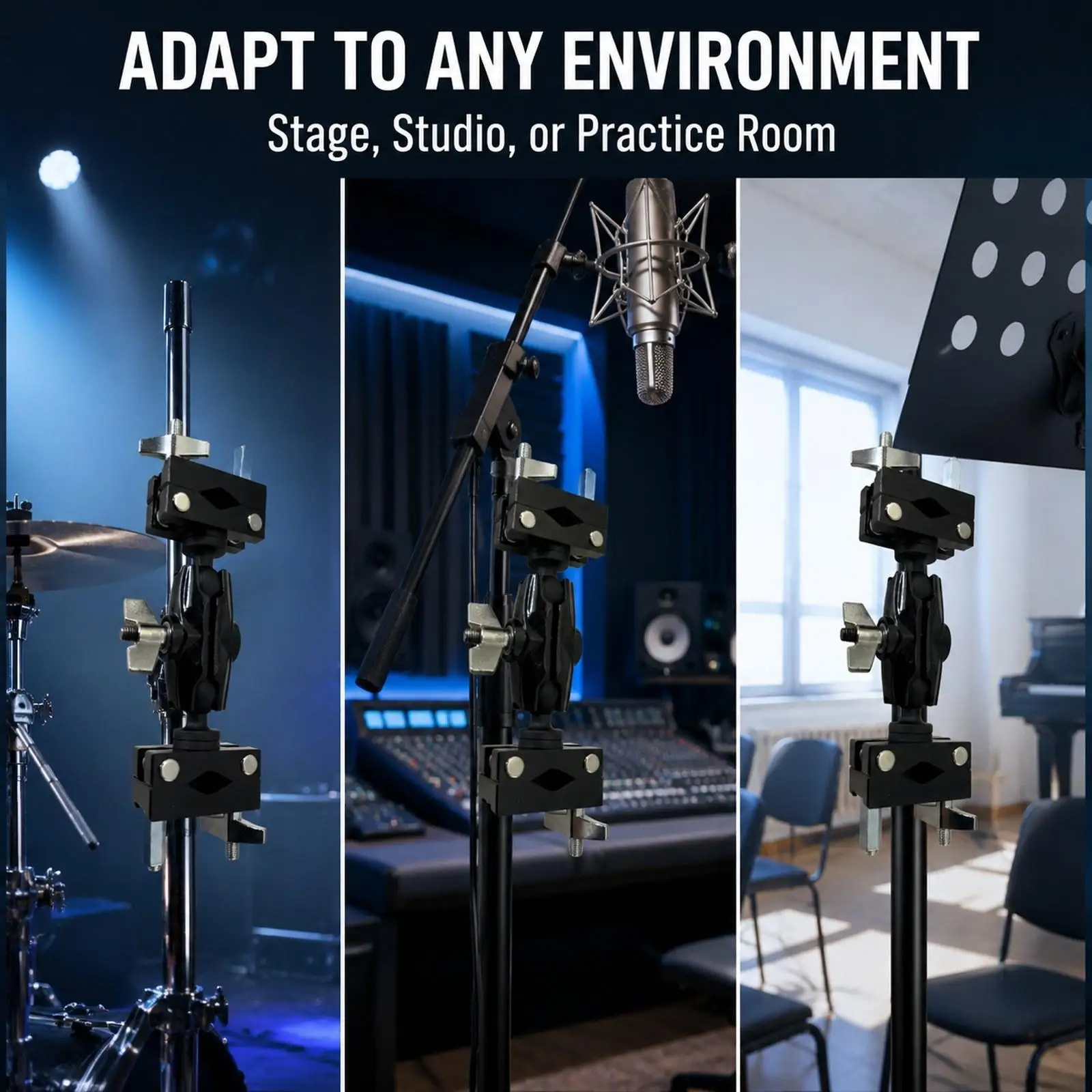 Drum Multi Clamp Cymbal Attachment for Tom, Cowbell Percussion Instrumen Cymbal Expansion Clip Mounting Bracket Cymbal Stand