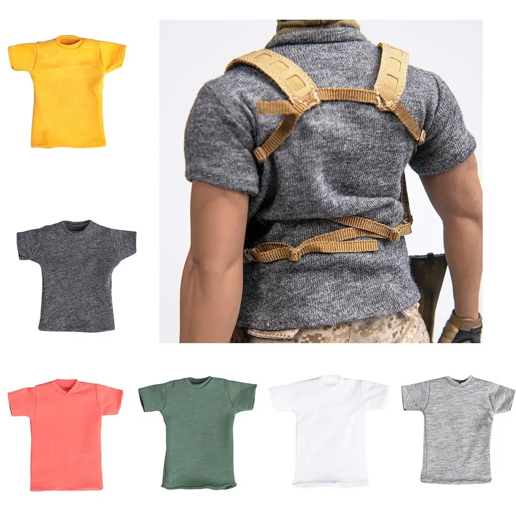 Male Soldier T-shirt 1/6 Scale Fabric Clothing for 12in Action Figure Dress-up Dolls Collectible Accessory