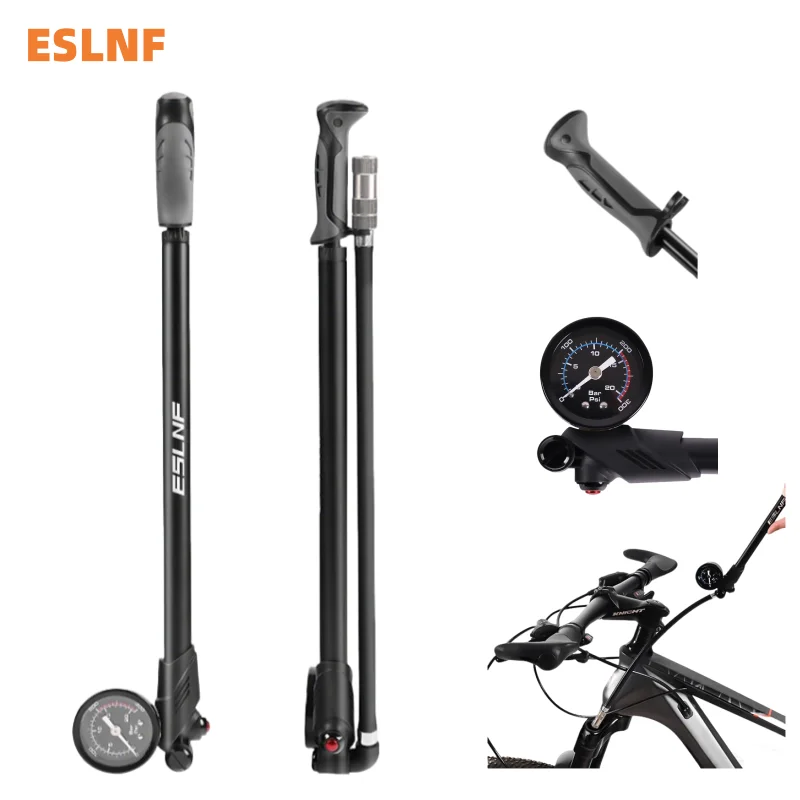 

ESLNF 300psi Portable MTB Bicycle Pump Aluminum Alloy Bicycle Front Fork Pump with Pressure Gauge