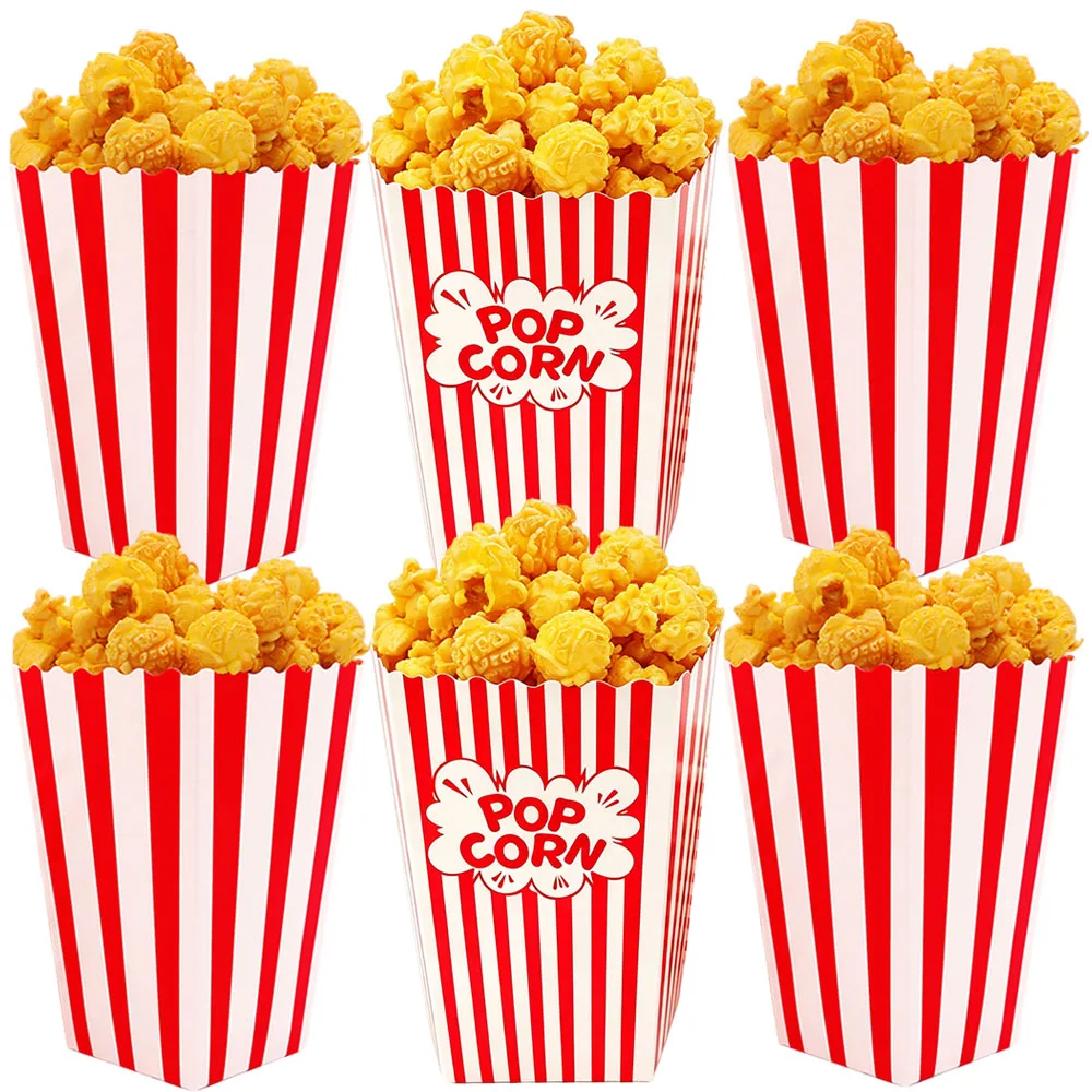 Cajas para Palomitas de Maíz, Contenedores para Palomitas, Cestas para Dulces, para Cumpleaños, Máquina de Palomitas, Noche de Cine, Carnaval, 10-100 Piezas