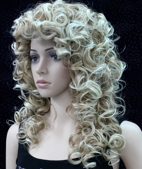 New Women Wig Long Curly Wig Blonde Ladies Wavy Hair Wig Natural