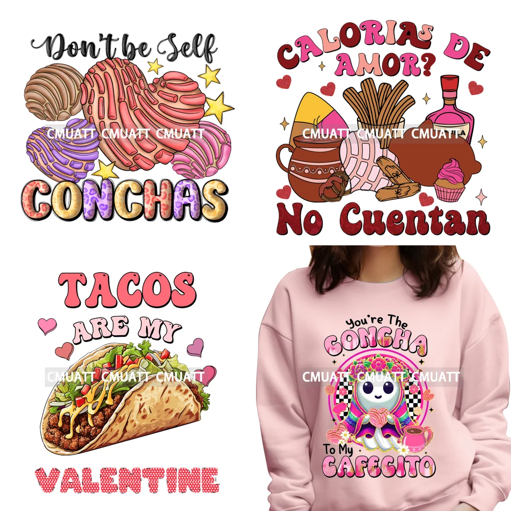 

Funny Latina Tacos Conchas Cafecito Nacho Lover Mexican Valentine Iron On DTF Transfers Stickers Ready To Press For Sweatshirts